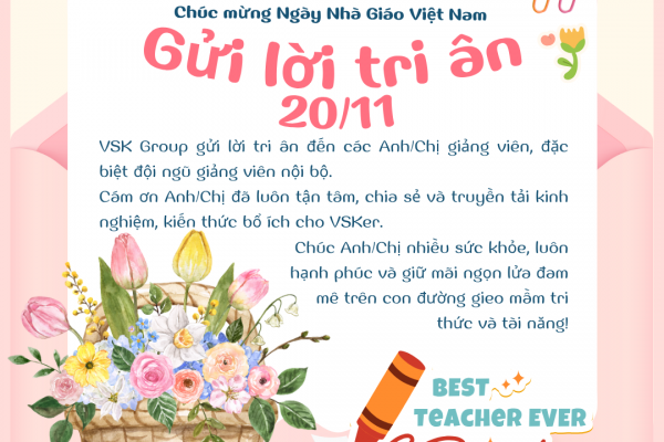 Hồng pastel dễ thương lời chúc mừng ngày nhà giáo việt nam đăng Instagram